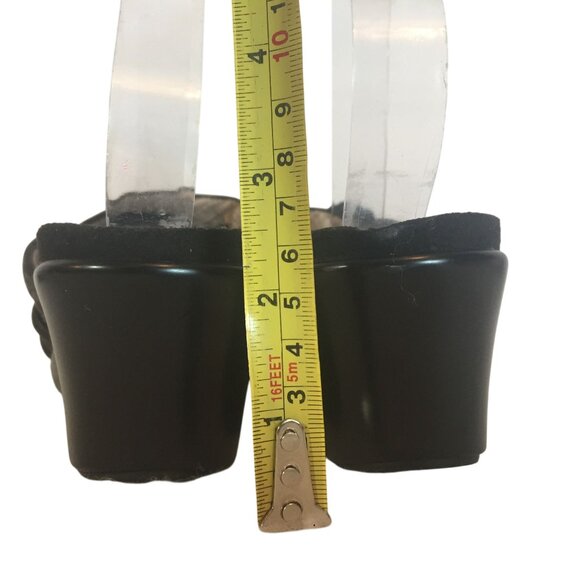 Umberto Raffini Platform Sandal Black Leather Slide Slip-On Flower Womens 8.5-9 - Picture 3 of 10